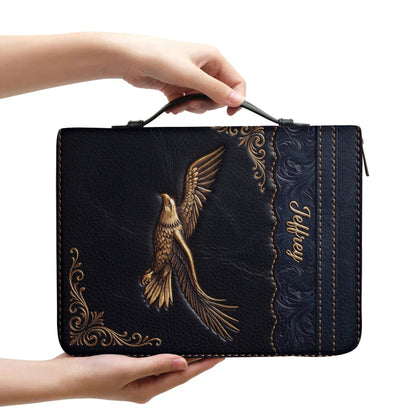 Personalized Bible Cover with Strap by CHRISTIANARTBAG - Custom Engraved Name & Isaiah 40:31 Eagle Design
