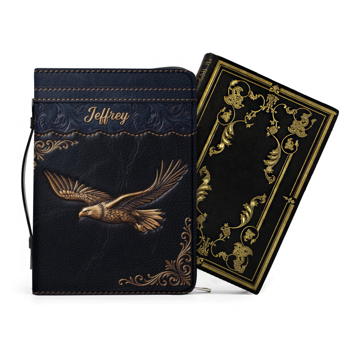 Personalized Bible Cover with Strap by CHRISTIANARTBAG - Custom Engraved Name & Isaiah 40:31 Eagle Design