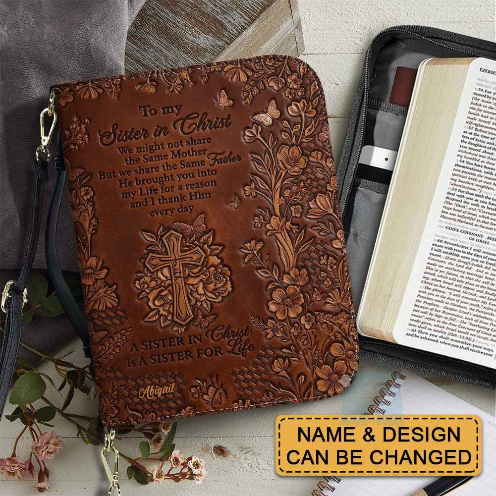 Personalized "Sister in Christ" Bible Cover with Strap - CHRISTIANARTBAG Vintage Floral & Butterfly Design CAB01071426