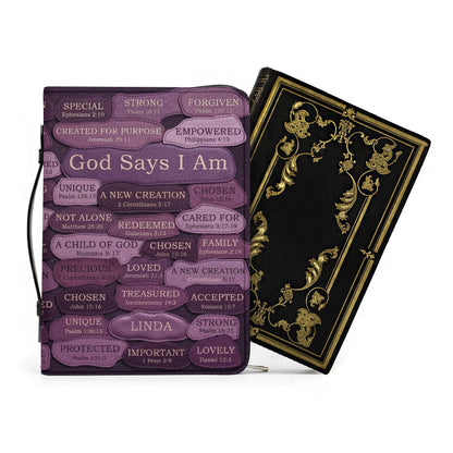 Personalized Bible Cover - God Says I Am Custom Leather Case | CHRISTIANARTBAG 01080426