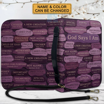 Personalized Bible Cover - God Says I Am Custom Leather Case | CHRISTIANARTBAG 01080426