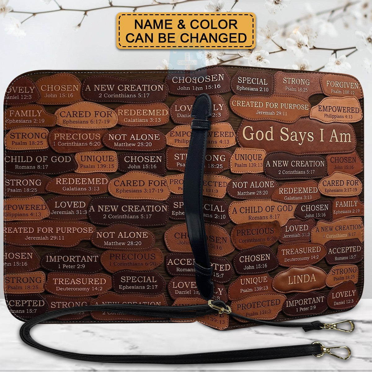Personalized Bible Cover - God Says I Am Custom Leather Case | CHRISTIANARTBAG 01080426