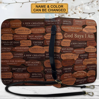 Personalized Bible Cover - God Says I Am Custom Leather Case | CHRISTIANARTBAG 01080426