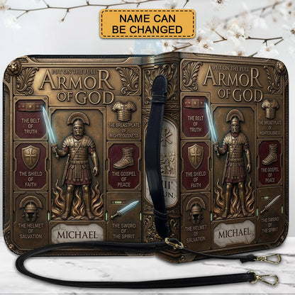 Armor of God Personalized Bible Cover for Men | CHRISTIANARTBAG Custom Leather Bible Case CAB02070226