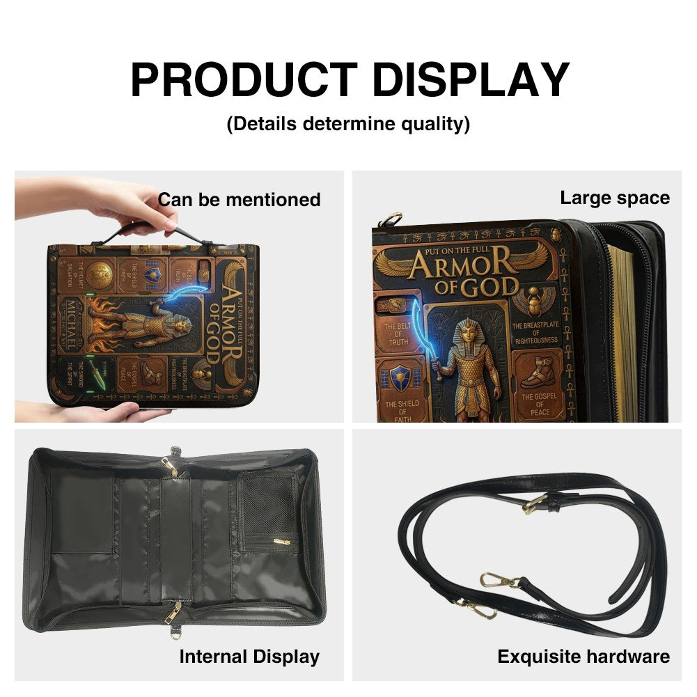 CHRISTIANARTBAG Custom Armor of God Bible Cover | Personalized Men's Egyptian Bible Case with Strap CAB01070226