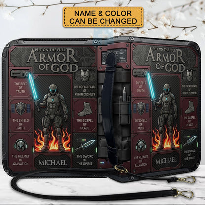 Personalized Armor of God Bible Cover for Men | Custom Leather Bible Case by CHRISTIANARTBAG CAB01062726