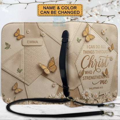 Personalized Bible Cover with Handle & Strap - I Can Do All Things - Philippians 4:13 | CHRISTIANARTBAG 01080926