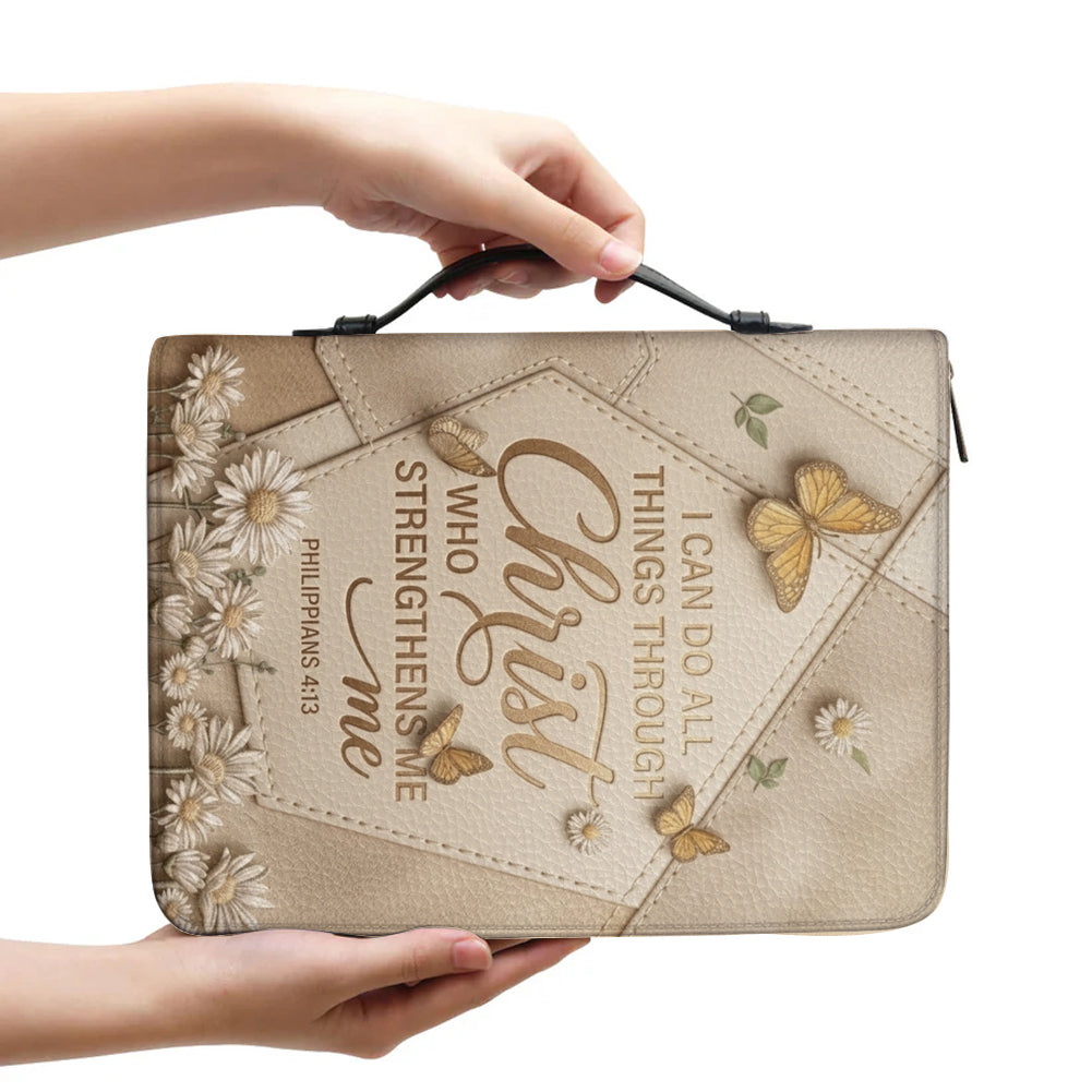 Personalized Bible Cover with Handle & Strap - I Can Do All Things - Philippians 4:13 | CHRISTIANARTBAG 01080926