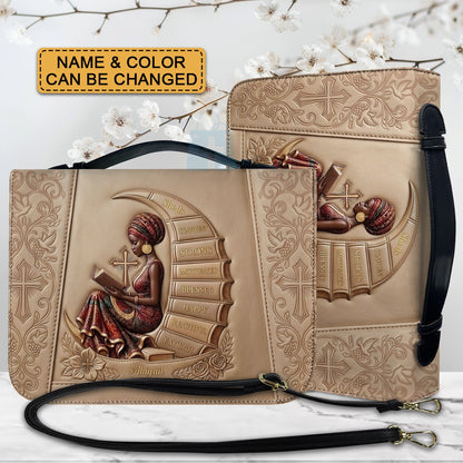 Personalized Bible Cover for Women, Custom Name Leather Bible Bag with Strap - CHRISTIANARTBAG CAB01100126