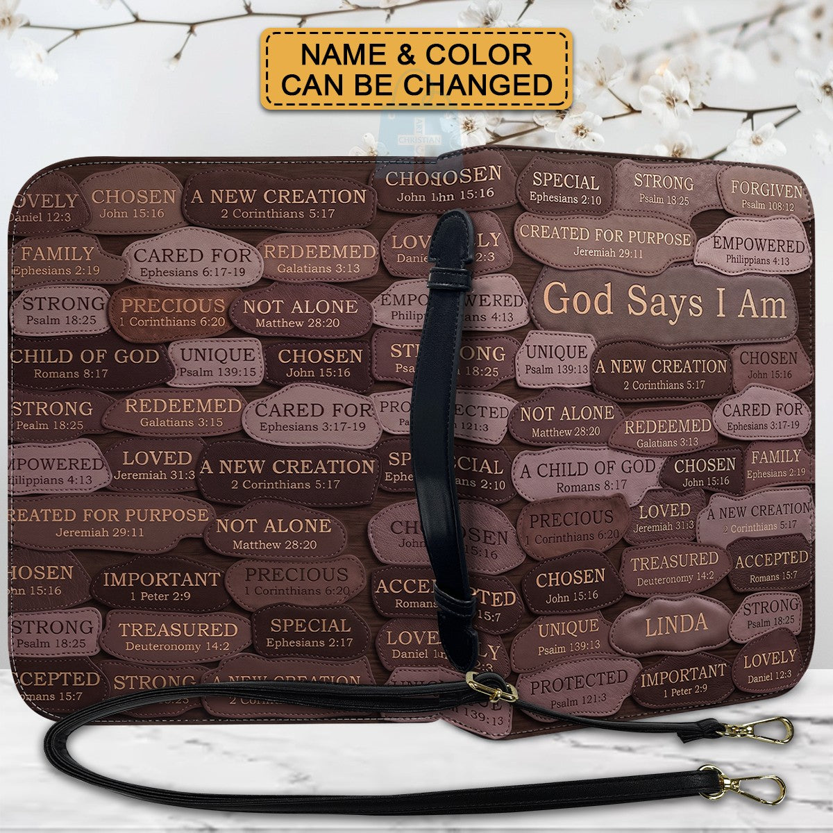Personalized Bible Cover - God Says I Am Custom Leather Case | CHRISTIANARTBAG 01080426