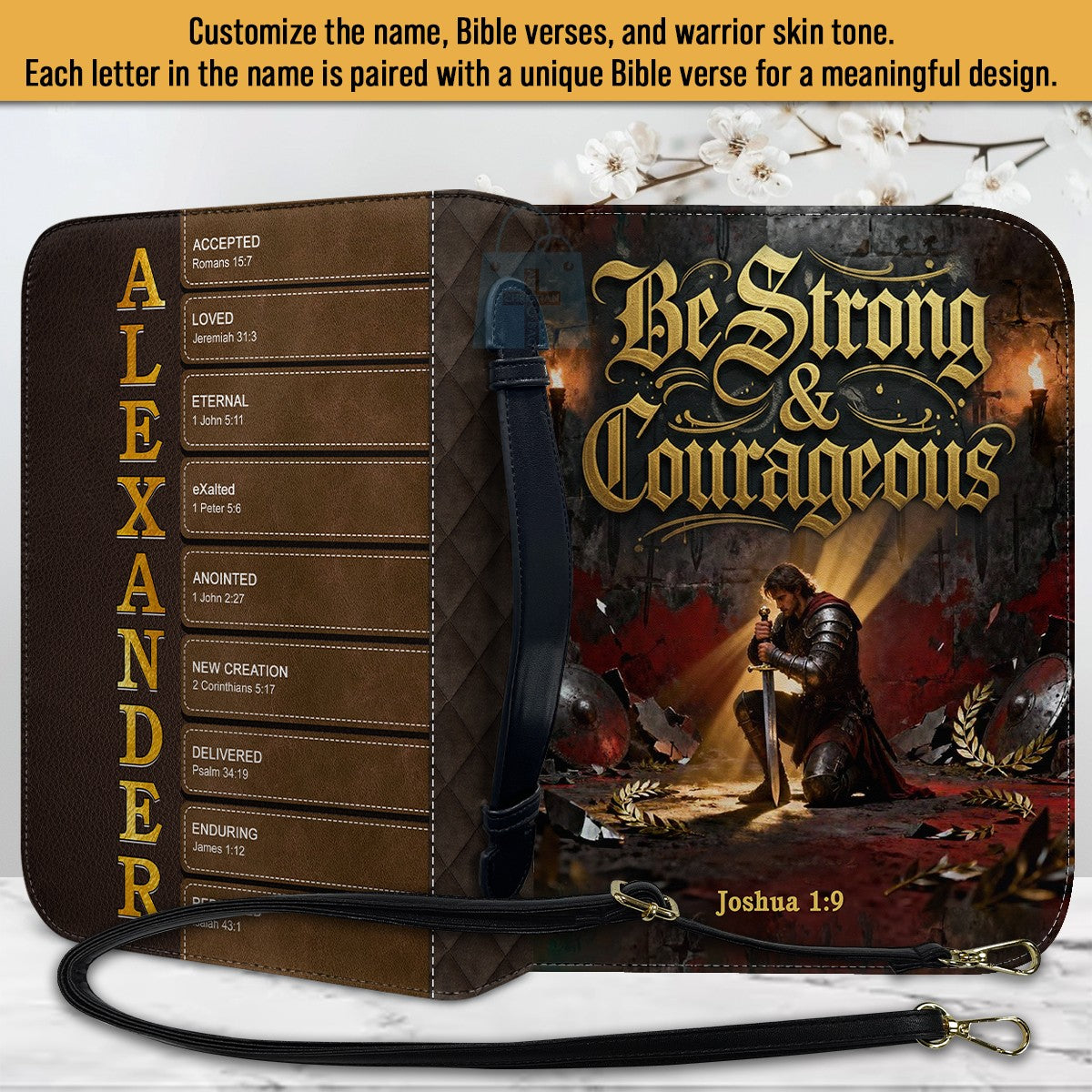 Personalized Bible Cover for Men – Custom Name & Bible Verse | CHRISTIANARTBAG CAB011926