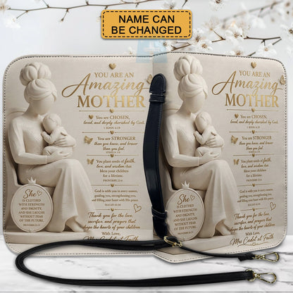 Personalized Bible Cover with Handle & Strap - Custom Name & Color Gifts for Mother - CHRISTIANARTBAG CAb02100526