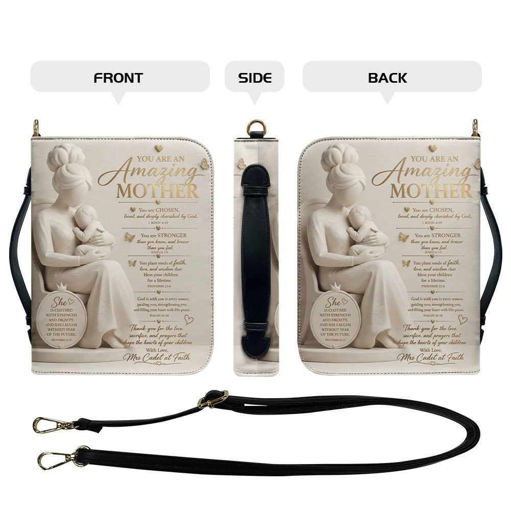 Personalized Bible Cover with Handle & Strap - Custom Name & Color Gifts for Mother - CHRISTIANARTBAG CAb02100526