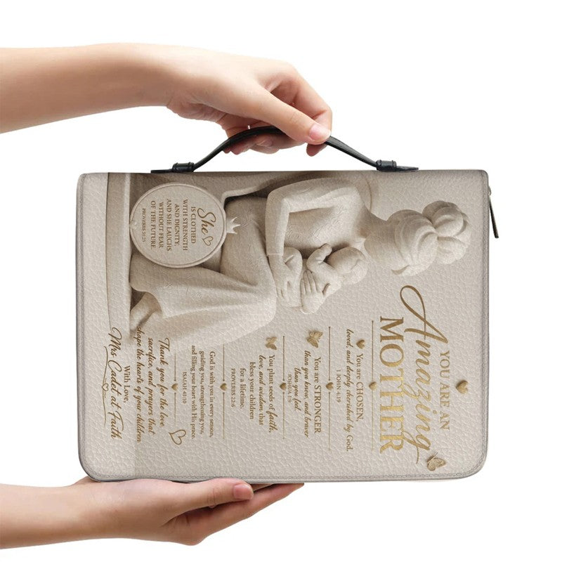 Personalized Bible Cover with Handle & Strap - Custom Name & Color Gifts for Mother - CHRISTIANARTBAG CAb02100526