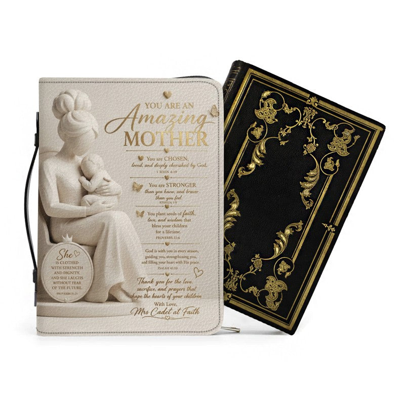 Personalized Bible Cover with Handle & Strap - Custom Name & Color Gifts for Mother - CHRISTIANARTBAG CAb02100526