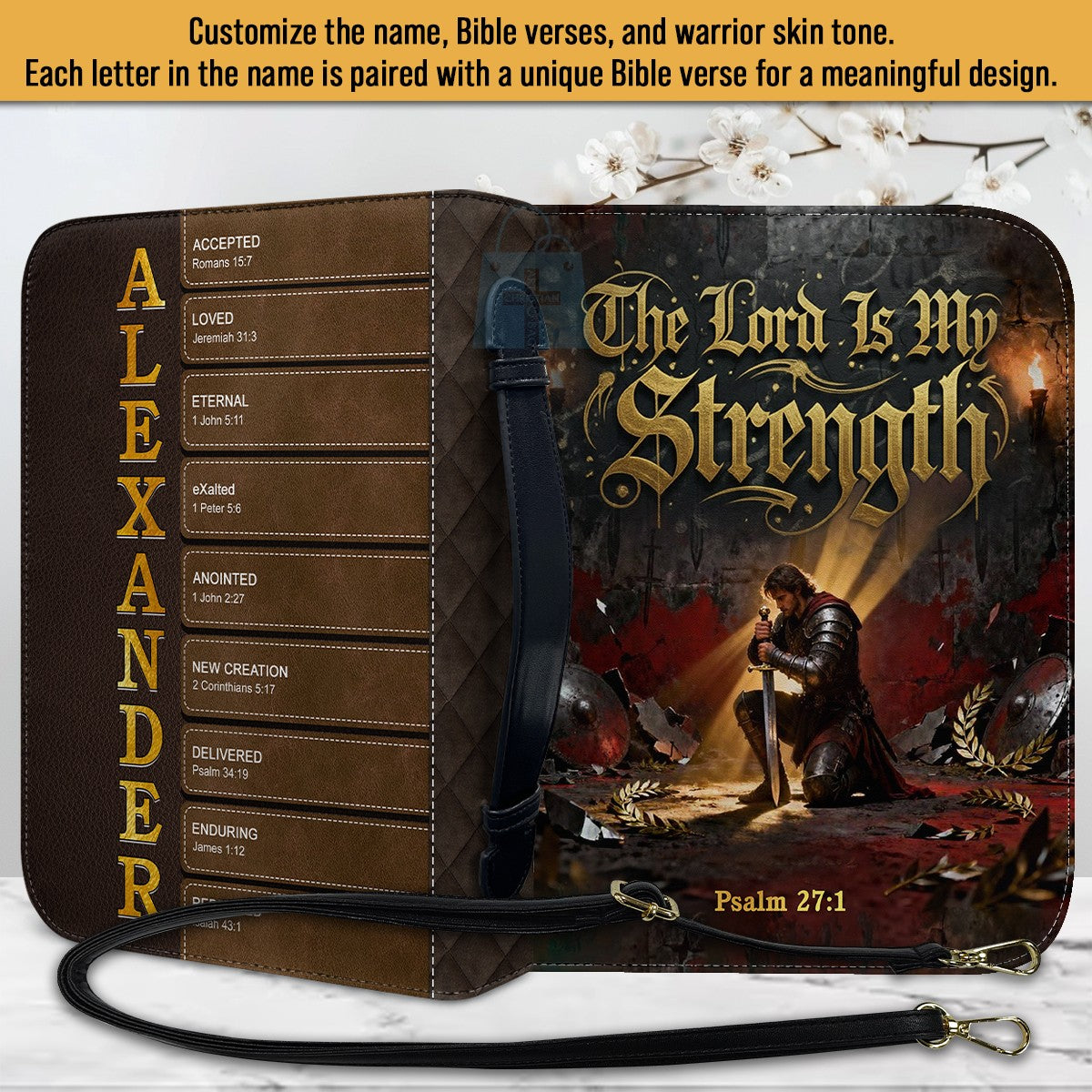 Personalized Bible Cover for Men – Custom Name & Bible Verse | CHRISTIANARTBAG CAB011926