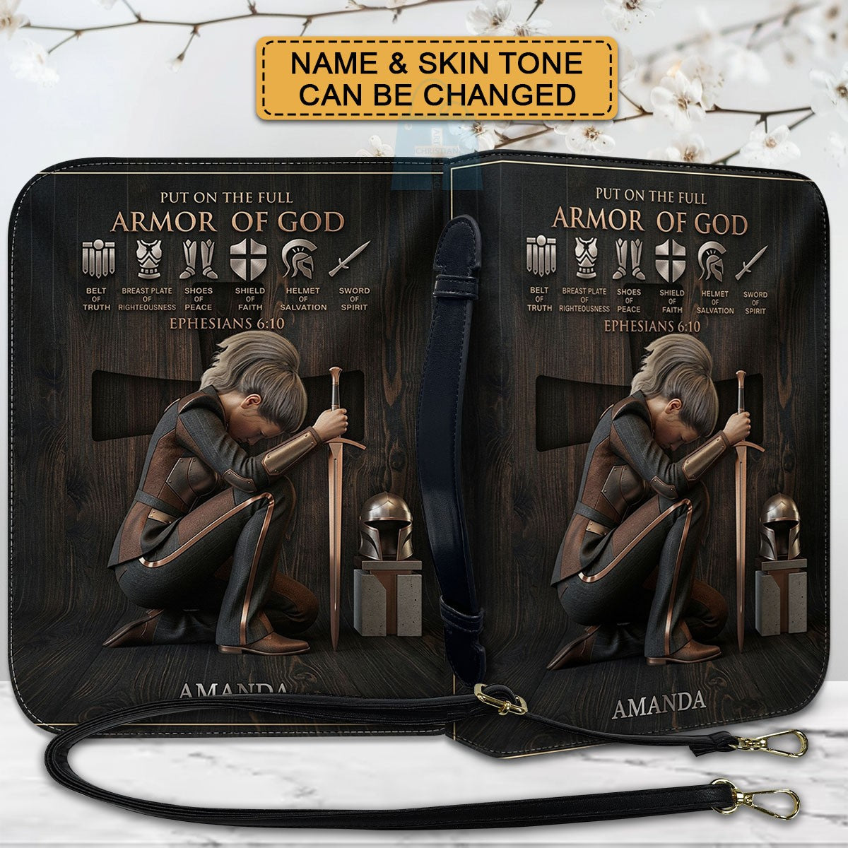 CHRISTIANARTBAG Personalized Armor of God Bible Cover for Women | Custom Leather Bible Case by CHRISTIANARTBAG CAB02061726