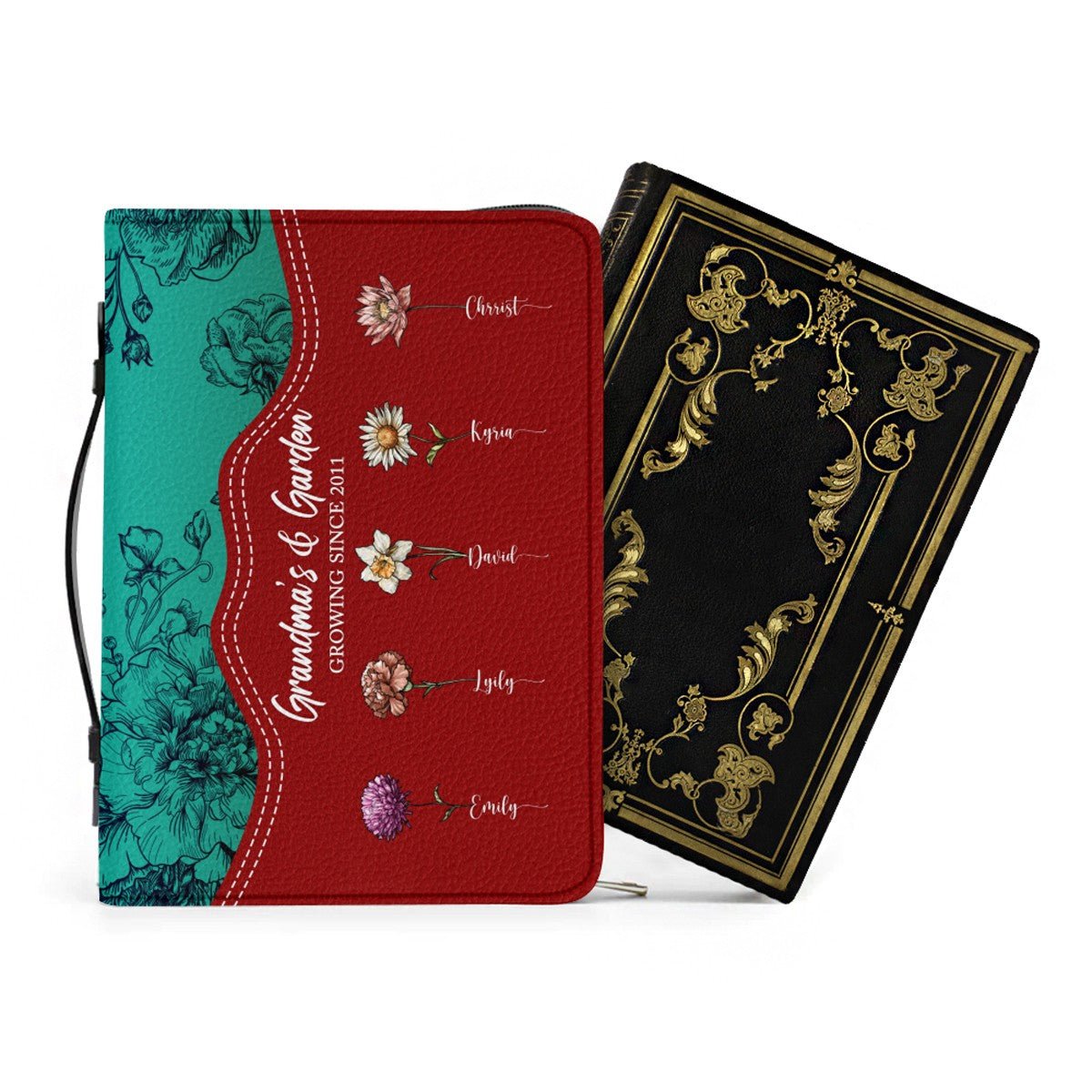 Personalized Bible Cover With Custom Verse & Birth Flowers | CHRISTIANARTBAG