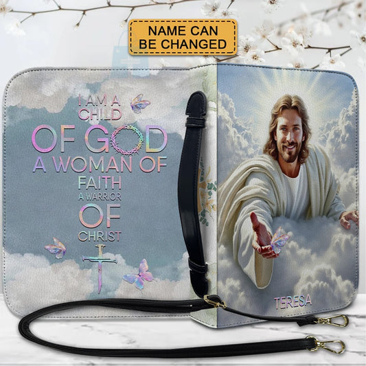 Personalized Bible Cover for Women – I Am a Child of God, Custom Name, Jesus Design | CHRISTIANARTBAG CAB01270625
