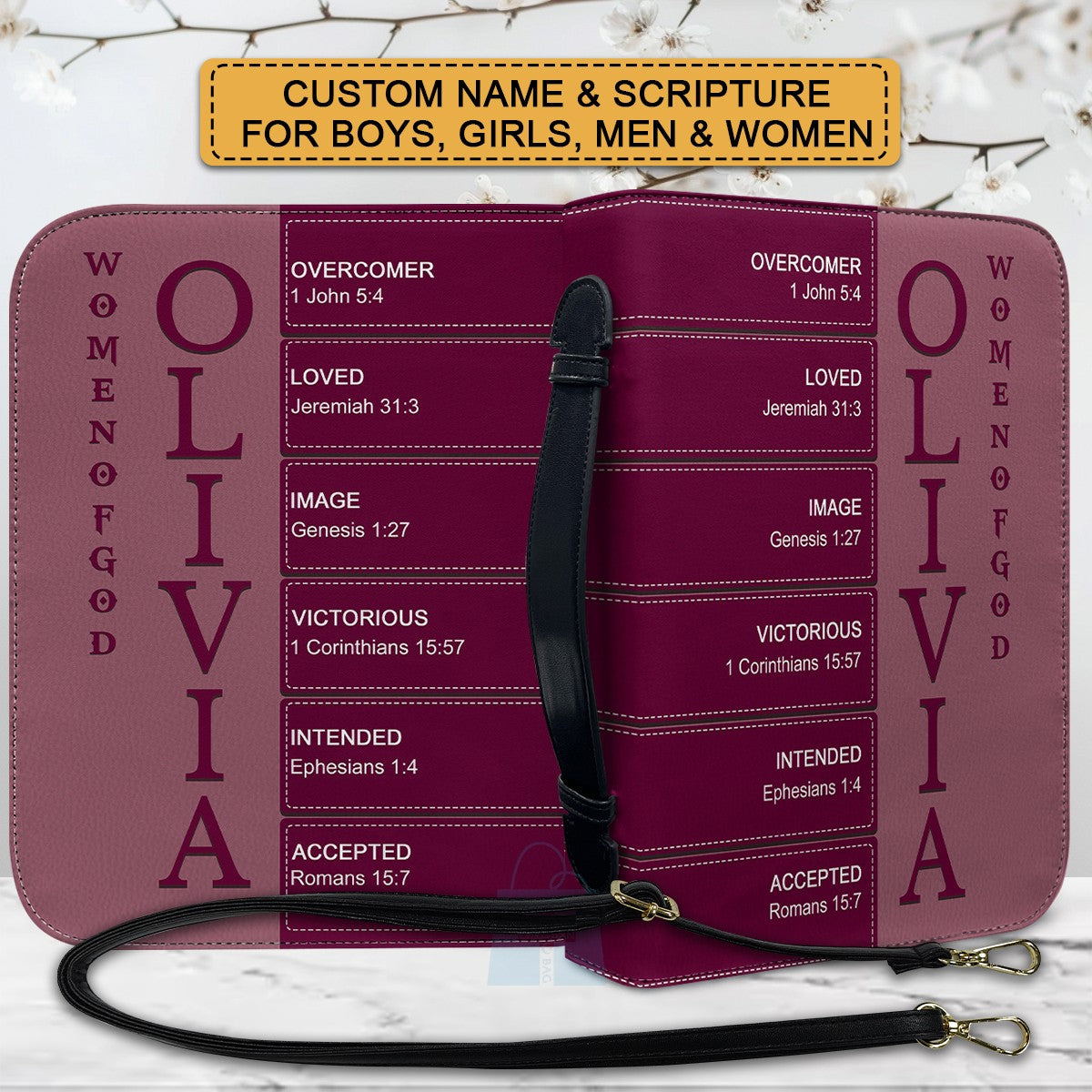 Personalized Bible Cover – Custom Name Scripture Acronym Design