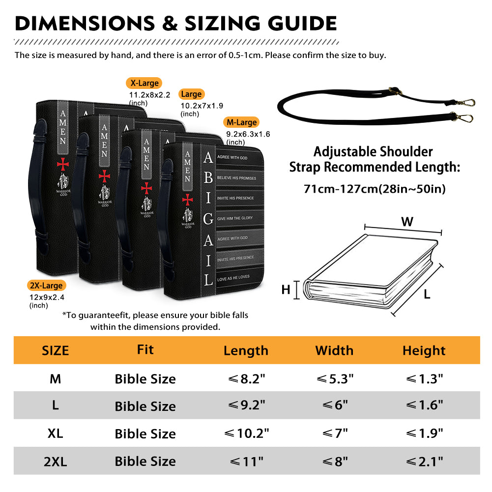 Personalized Bible Cover with Custom Name - Meaningful Faith Message for Each Letter - Premium Christian Gift for Men, Women & Kids