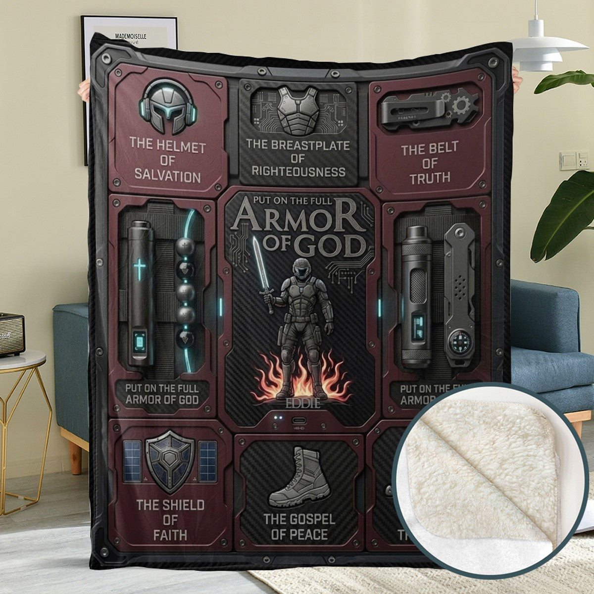 Personalized Armor of God Blanket for Men | Custom Blanket by CHRISTIANARTBAG CAB01060326