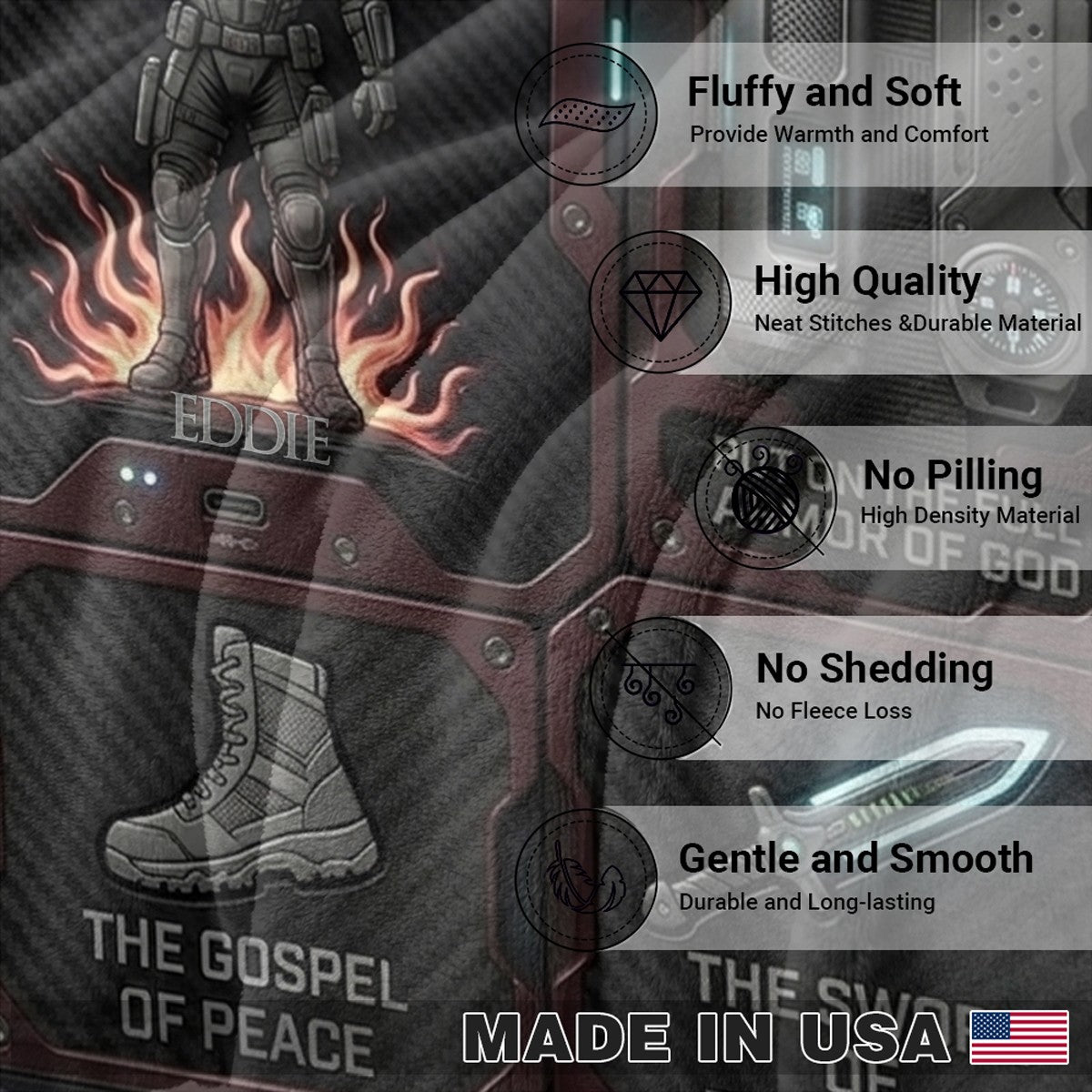 Personalized Armor of God Blanket for Men | Custom Blanket by CHRISTIANARTBAG CAB01060326