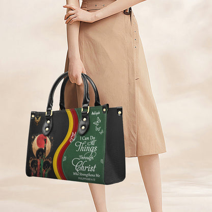 Personalized Christian Leather Handbag for Women – Black Pride Faith Purse with Custom Name & Bible Verse – CHRISTIANARTBAG