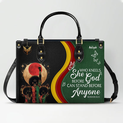 Personalized Christian Leather Handbag for Women – Black Pride Faith Purse with Custom Name & Bible Verse – CHRISTIANARTBAG