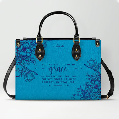 Personalized Leather Handbag Black with Bible Verse – Christian Gifts – Custom Christian Purse by CHRISTIANARTBAG