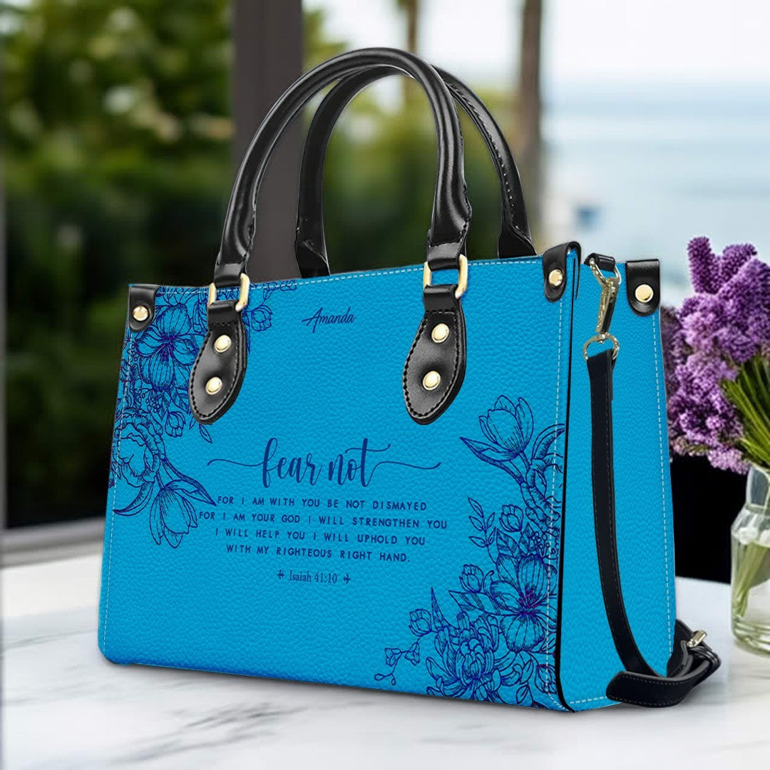 Personalized Leather Handbag Black with Bible Verse – Christian Gifts – Custom Christian Purse by CHRISTIANARTBAG