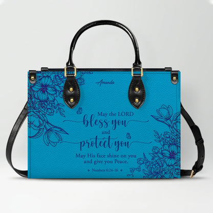 Personalized Leather Handbag Black with Bible Verse – Christian Gifts – Custom Christian Purse by CHRISTIANARTBAG