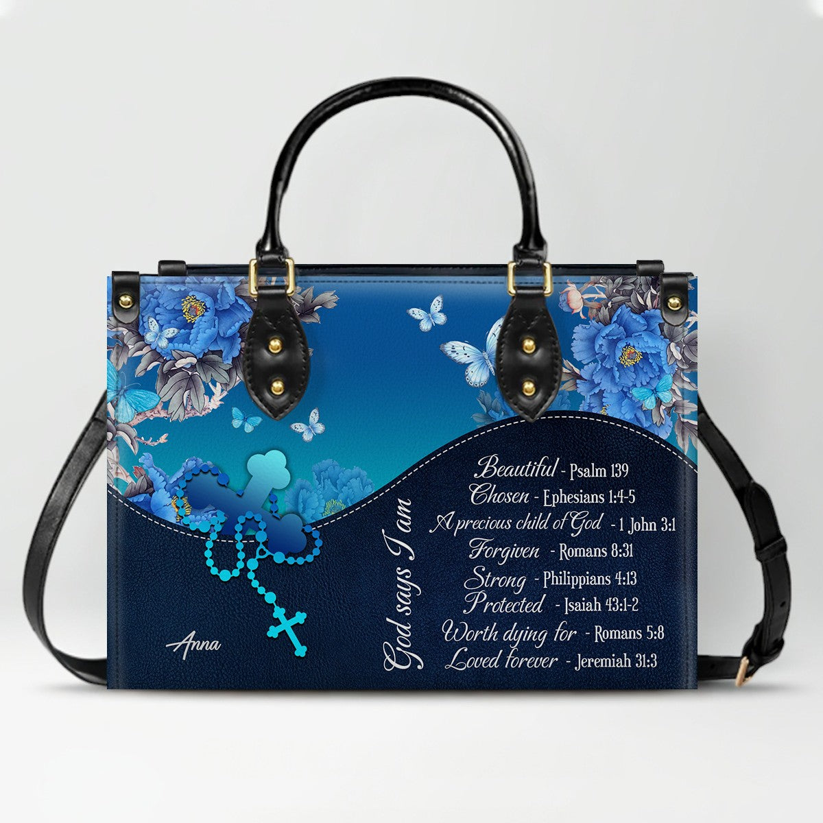 Personalized Christian Leather Handbag for Women – Custom Name & Bible Verse – Inspirational Faith Purse by CHRISTIANARTBAG