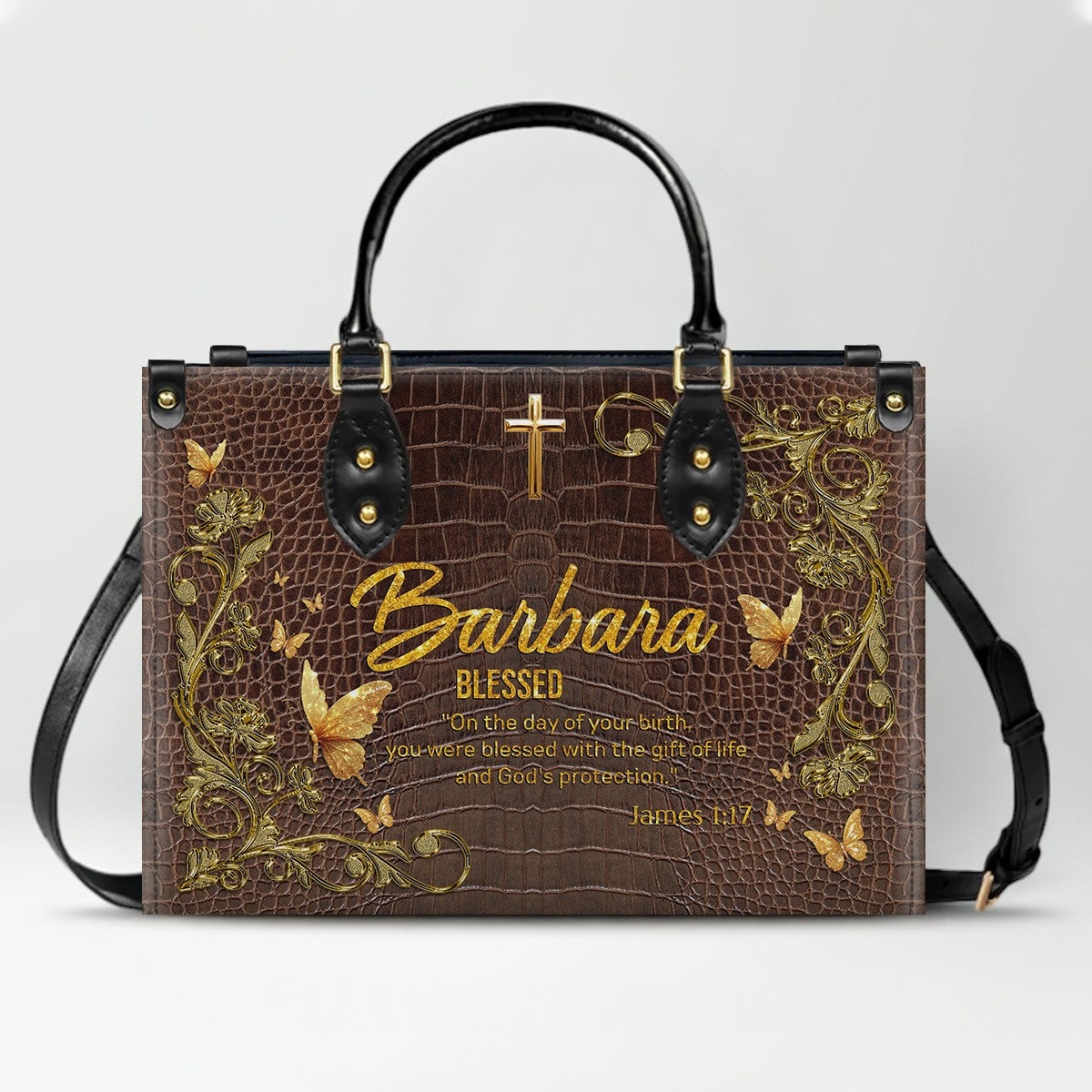 Personalized Leather Handbag With Long Wallet - Uncover the sacred meaning of your name - Custom Name & Color - CAB020626