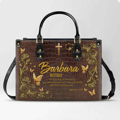 Personalized Leather Handbag With Long Wallet - Uncover the sacred meaning of your name - Custom Name & Color - CAB020626