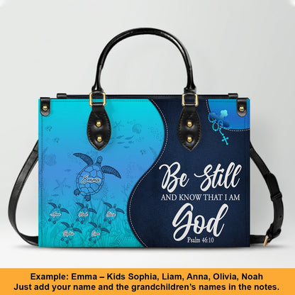 Personalized Christian Leather Bag – Custom Grandma Handbag with Grandkids’ Names – Choose Your Bible Verse – CHRISTIANARTBAG