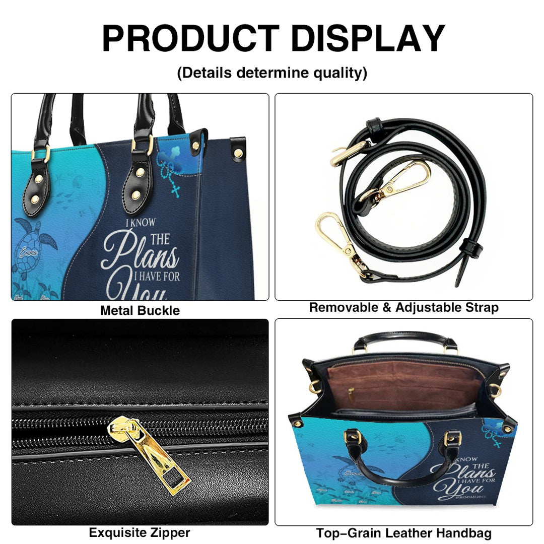 Personalized Christian Leather Bag – Custom Grandma Handbag with Grandkids’ Names – Choose Your Bible Verse – CHRISTIANARTBAG