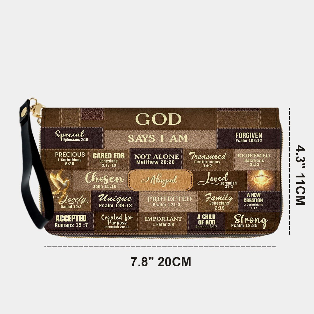 Personalized Christian Handbag – “God Says I Am” Scripture Tote Bag with Name Customization – Inspirational Bible Verse Purse for Women