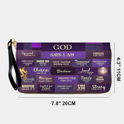 Personalized Christian Handbag – “God Says I Am” Scripture Tote Bag with Name Customization – Inspirational Bible Verse Purse for Women