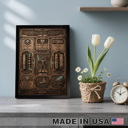 Personalized Armor of God Framed Poster with Name: Unique Christian Wall Art for Men & Faith Gifts by CHRISTIANARTBAG
