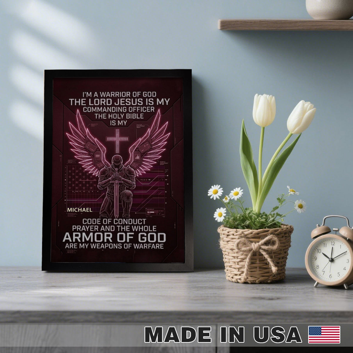 Christian Warrior Personalized Framed Poster – Armor of God Custom Wall Art by CHRISTIANARTBAG