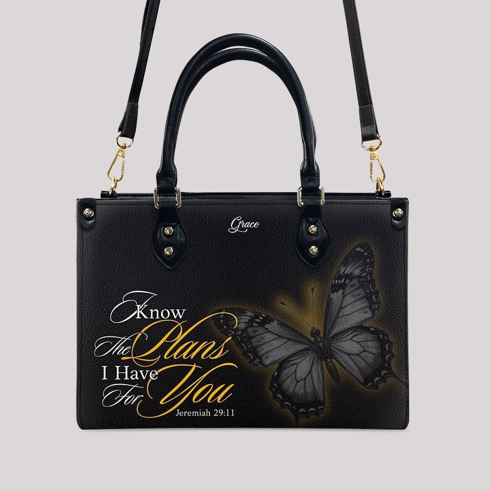 CHRISTIANARTBAG Personalized Leather Handbag - Custom Name & Bible Verse Butterfly Tote - Faith-Inspired Gift for Women CAB02020326
