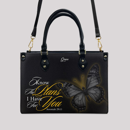 CHRISTIANARTBAG Personalized Leather Handbag - Custom Name & Bible Verse Butterfly Tote - Faith-Inspired Gift for Women CAB02020326