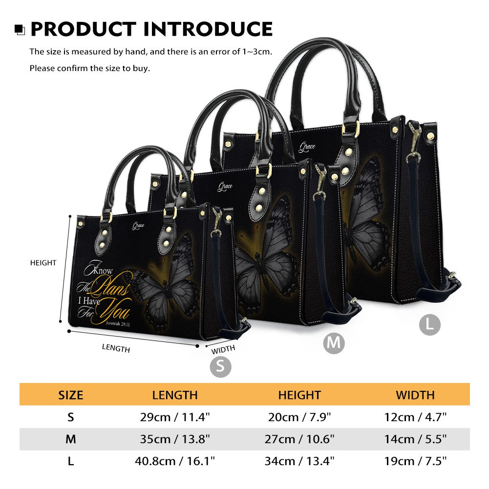 CHRISTIANARTBAG Personalized Leather Handbag - Custom Name & Bible Verse Butterfly Tote - Faith-Inspired Gift for Women CAB02020326