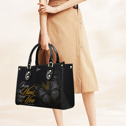 CHRISTIANARTBAG Personalized Leather Handbag - Custom Name & Bible Verse Butterfly Tote - Faith-Inspired Gift for Women CAB02020326