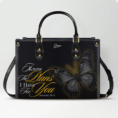 CHRISTIANARTBAG Personalized Leather Handbag - Custom Name & Bible Verse Butterfly Tote - Faith-Inspired Gift for Women CAB02020326