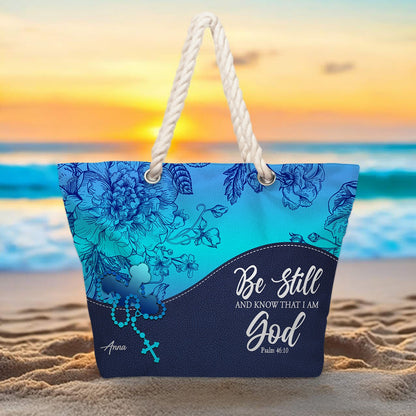 Christian Personalized Hemp Rope Beach Bag – Bible Verse Tote for Women | CHRISTIANARTBAG Faith Beach Bag Gift