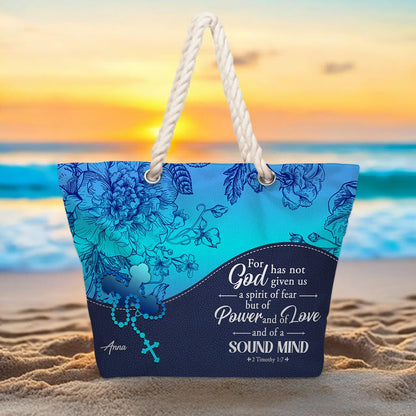 Christian Personalized Hemp Rope Beach Bag – Bible Verse Tote for Women | CHRISTIANARTBAG Faith Beach Bag Gift