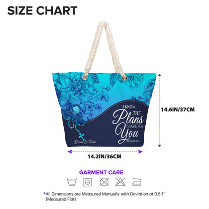 Christian Personalized Hemp Rope Beach Bag – Bible Verse Tote for Women | CHRISTIANARTBAG Faith Beach Bag Gift