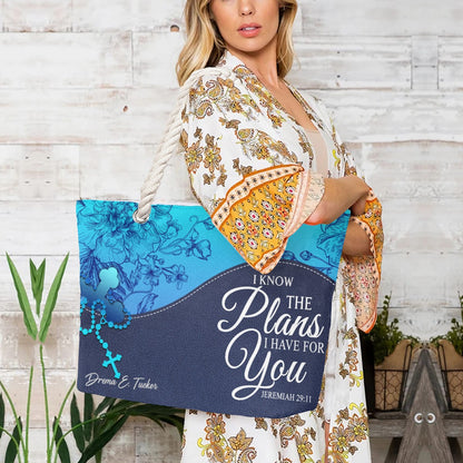 Christian Personalized Hemp Rope Beach Bag – Bible Verse Tote for Women | CHRISTIANARTBAG Faith Beach Bag Gift